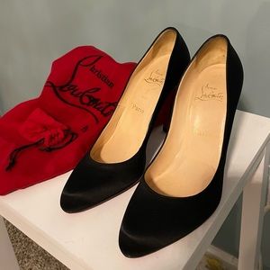 Christian Louboutin Black satin 85mm